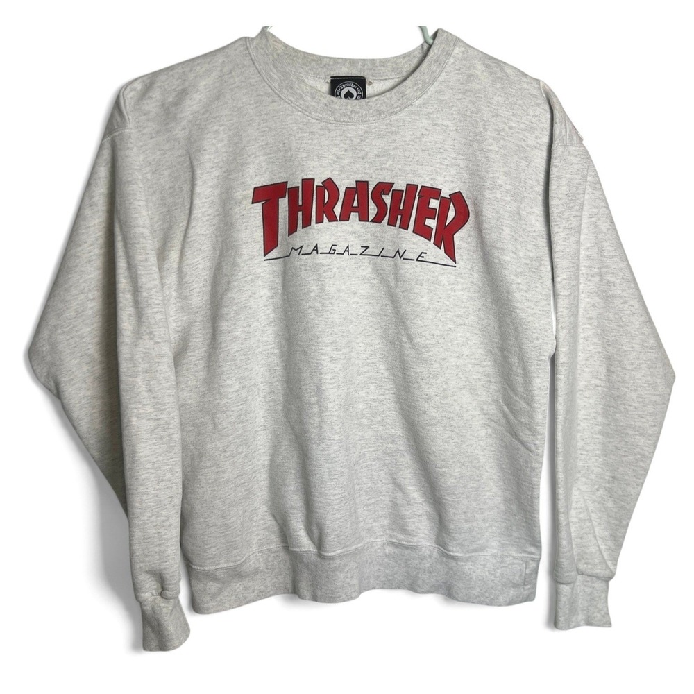 Thrasher Magazine Logo Crewneck Sweatshirt Mens Medium Gray Skateboarding